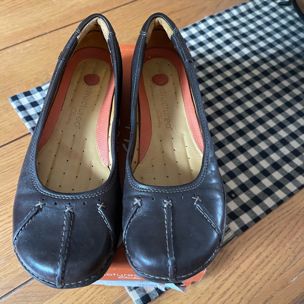 Clarks Brown Leather Flats Comfort Loafers